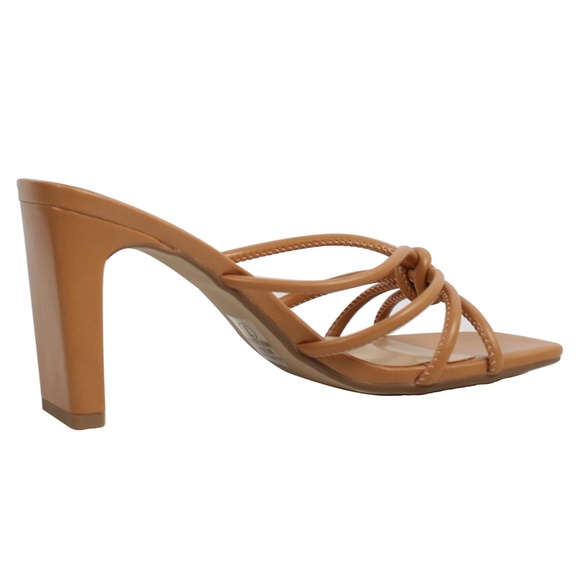 Camel Strappy Knotted Block Heel Sandal - Picture 4 of 5